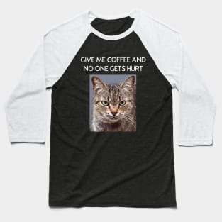 Funny Tabby Cat Men's Women's Grumpy Coffee Lovers Gift Baseball T-Shirt